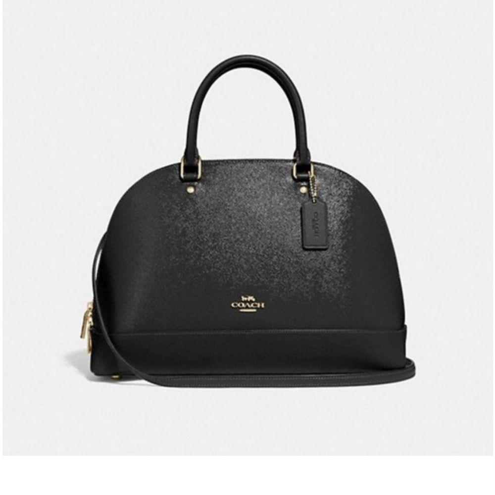 🥇Coach Sierra Crossgrain Leather Satchel 57524 Black Gold